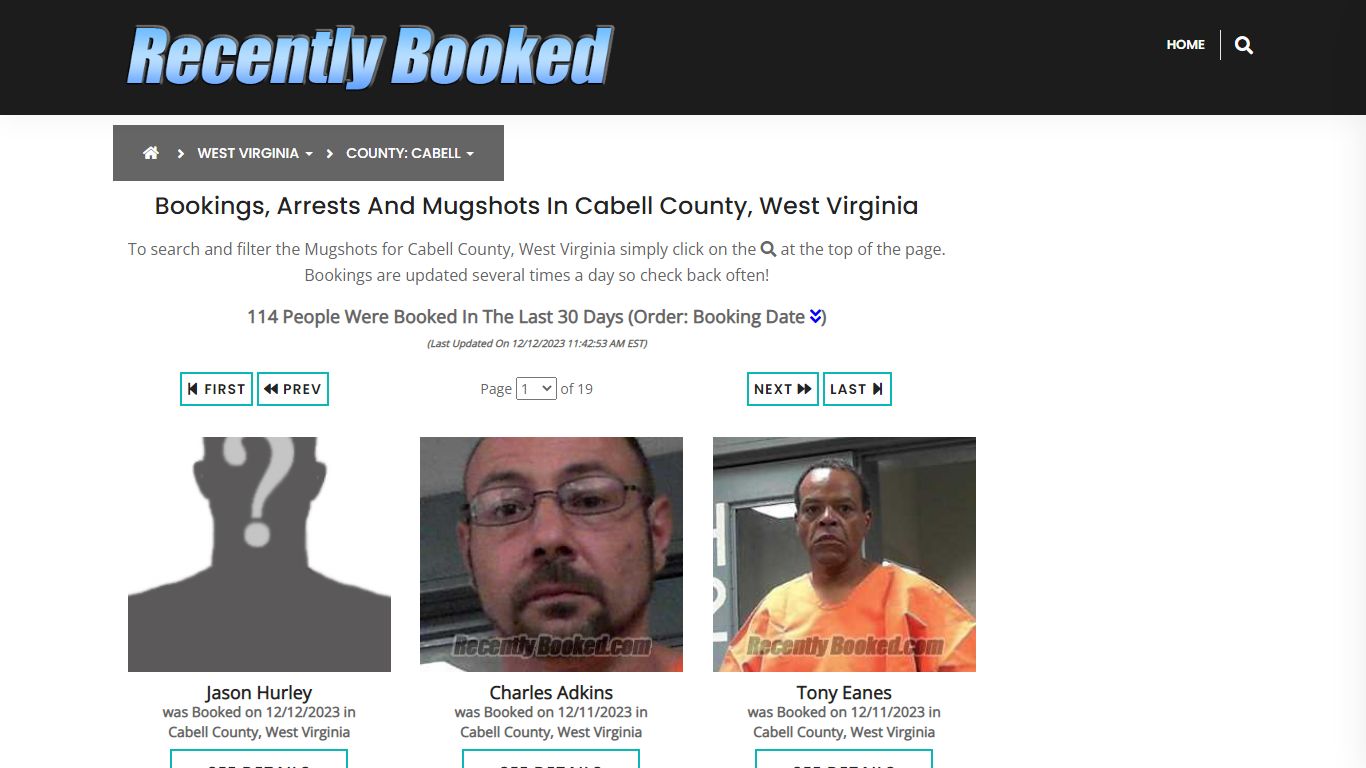 Bookings, Arrests and Mugshots in Cabell County, West Virginia