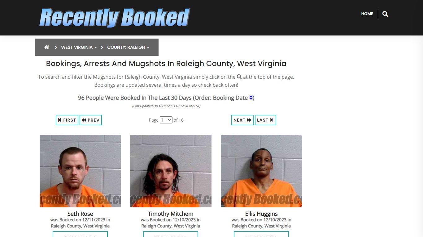 Recent bookings, Arrests, Mugshots in Raleigh County, West Virginia